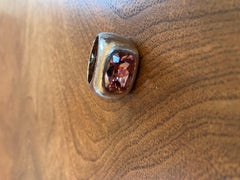 Hammered Gold Ring in 18 K Hammered White Gold, Zircon 9.60 Ct