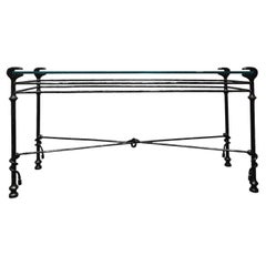 Table console en fer martelé et verre dans le style de Diego Giacometti, vers 1990