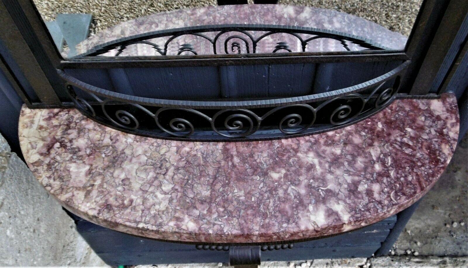 Hammered Iron Art Deco Mirror and Console, circa 1930 For Sale 1