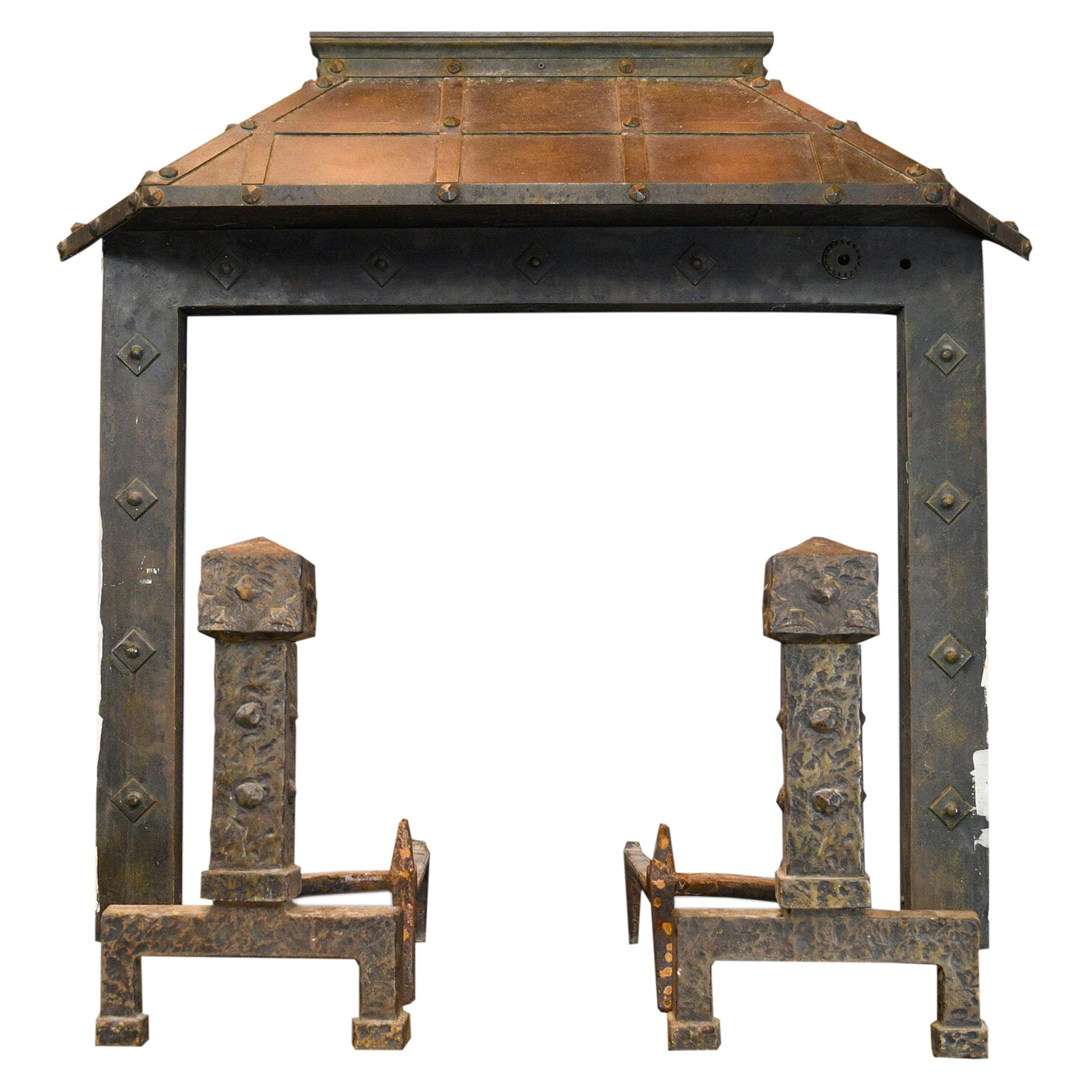 Hammered Iron Fireplace Set