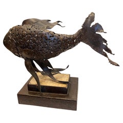 Hammered Iron Fish Sculpture