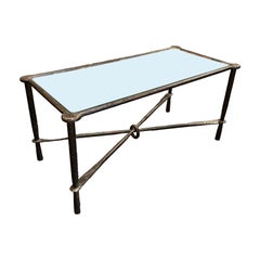 Hammered Iron Framed Coffee Table, France, Midcentury