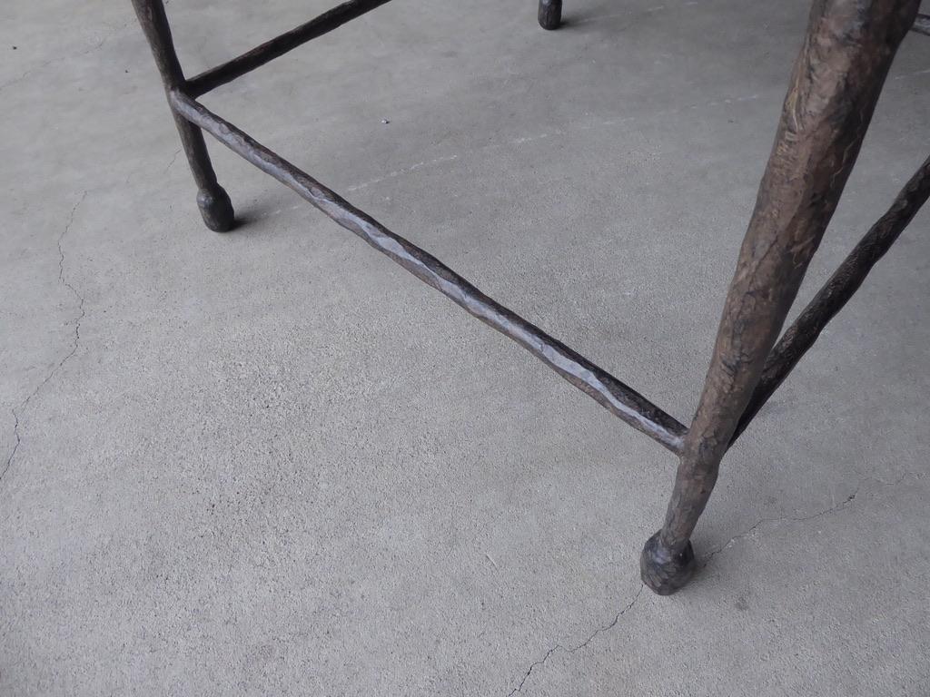 Hammered Iron Side Table with Inset Marble Top For Sale 4