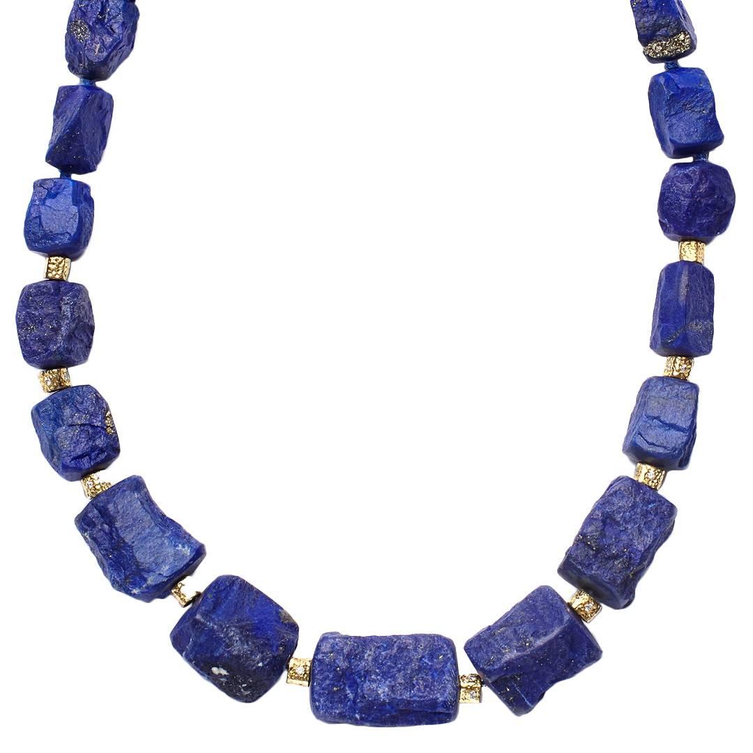 Hammered Lapis Lazuli Necklace For Sale