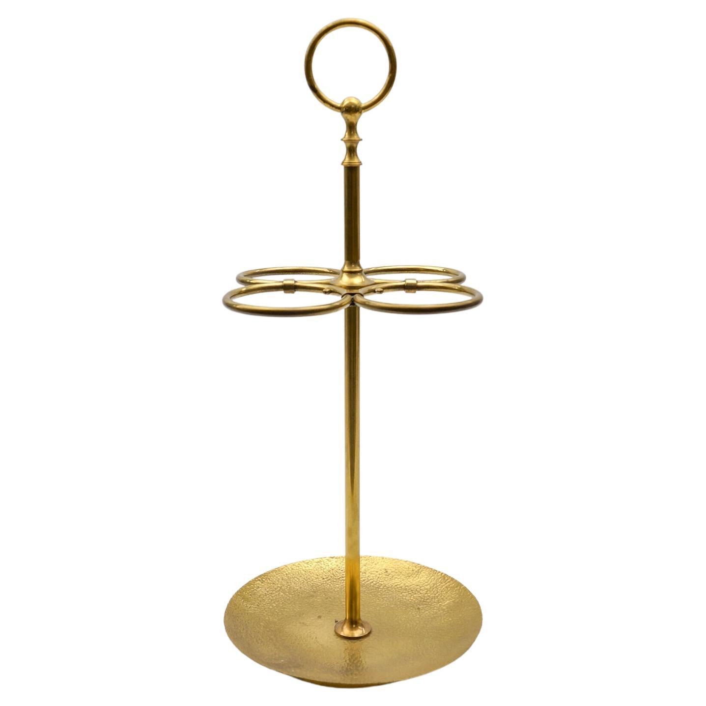 Hammered Massive Brass Umbrella Stand, 1960s, Austria For Sale