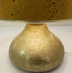 Hammered Metal Table Lamp with Cork Lampshade