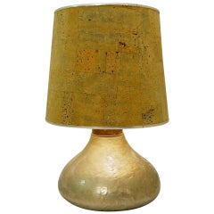 Hammered Metal Table Lamp with Cork Lampshade