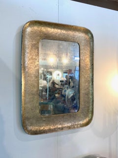 Espejo de cobre niquelado martillado de Angelo Bragalini