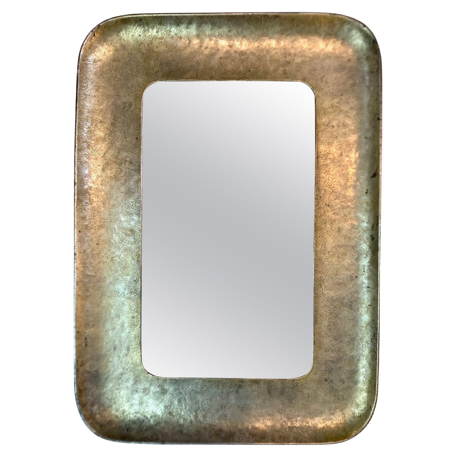 Hammered Nickel Plated Copper Mirror by Angelo Bragalini