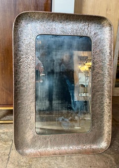 Hammered Nickel-Plated Copper Mirror by Angelo Bragalini, Italy, 1960