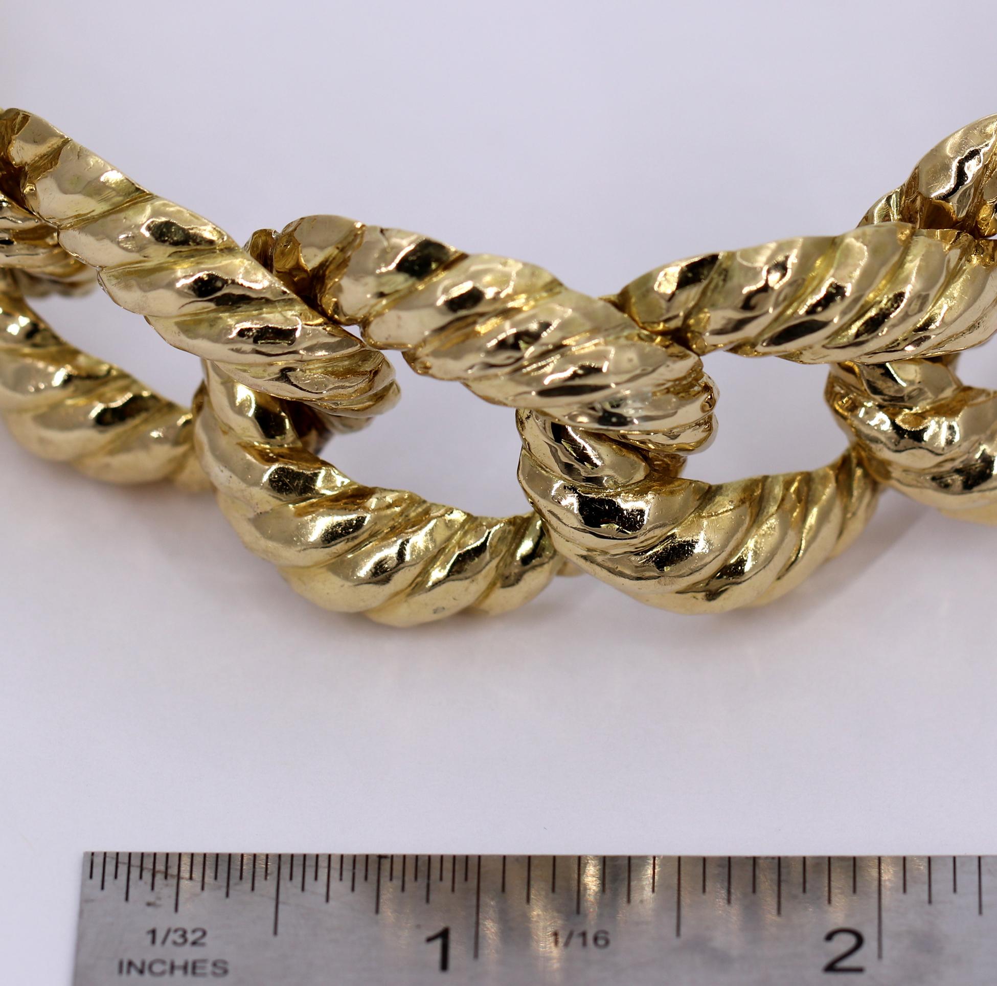 Hammered Open Link Gold Bracelet 2