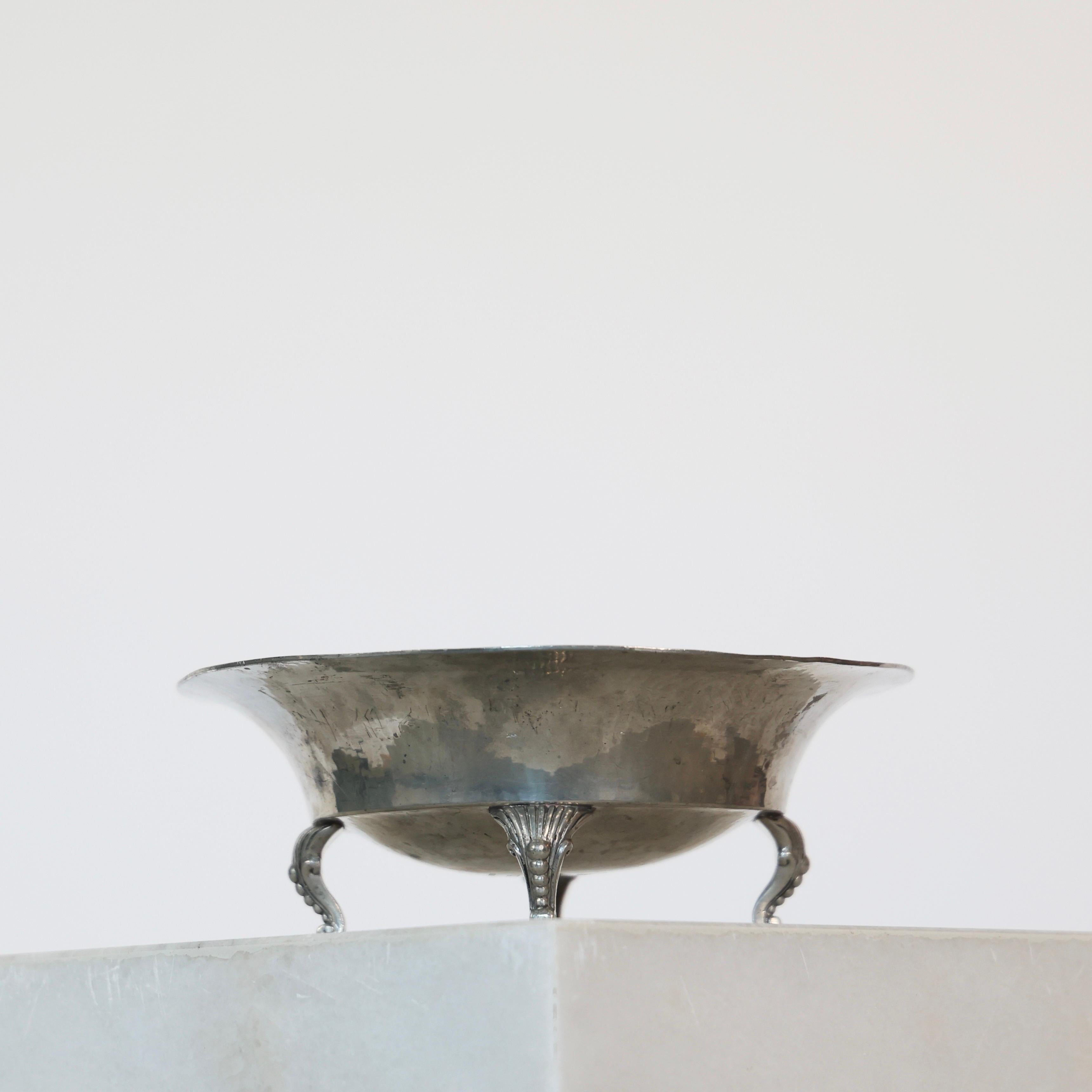 Danish Hammered Pewter Bowl by Just Andersen, 1920s, Denmark For Sale