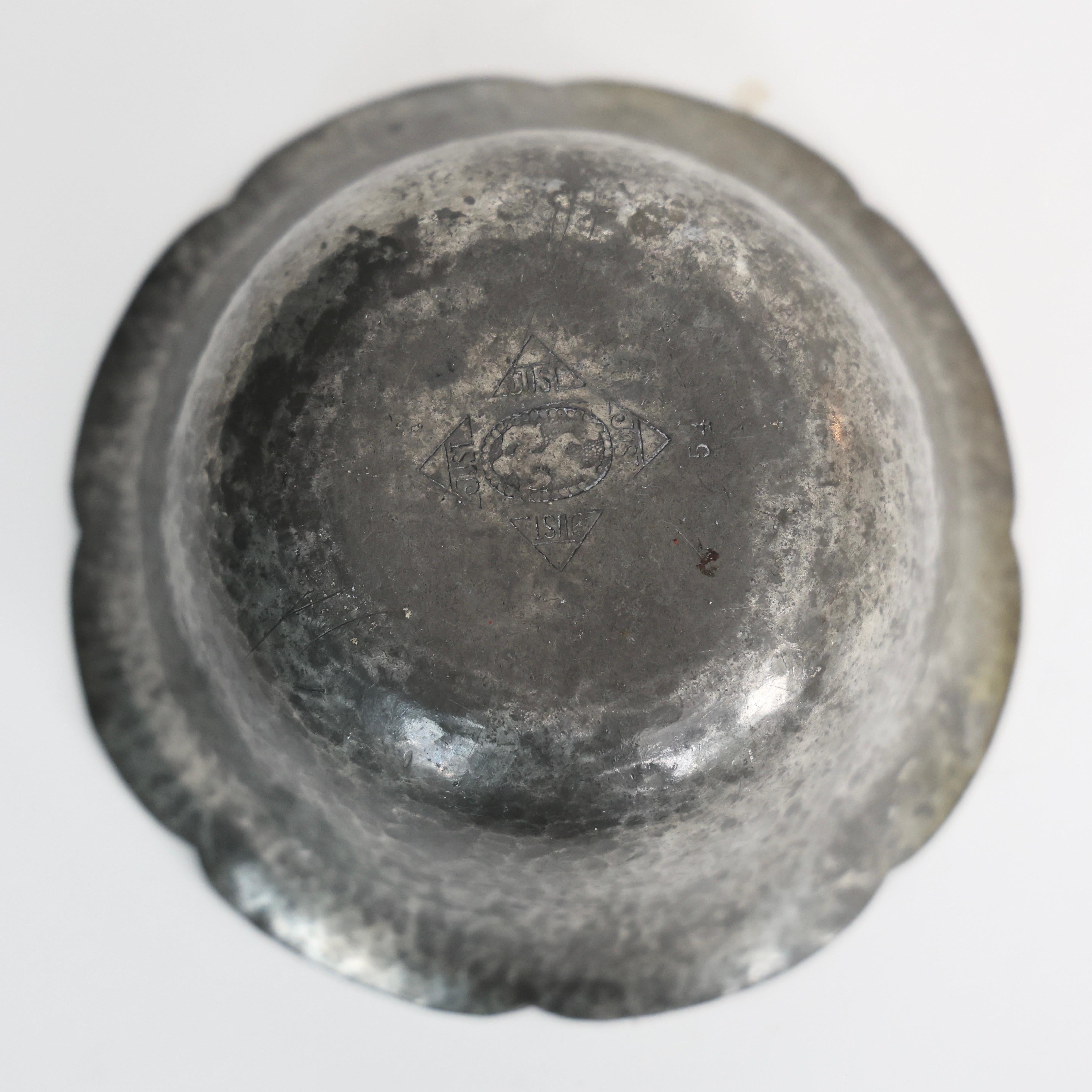 Hammered Pewter Bowl by Just Andersen, 1920s, Denmark For Sale 4