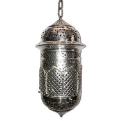Hammered Pierced Silver Plated Lantern