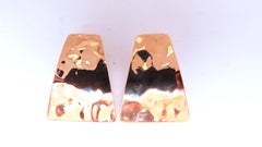 Pendientes bohemios de oro de 14 quilates con placa martillada 12585*