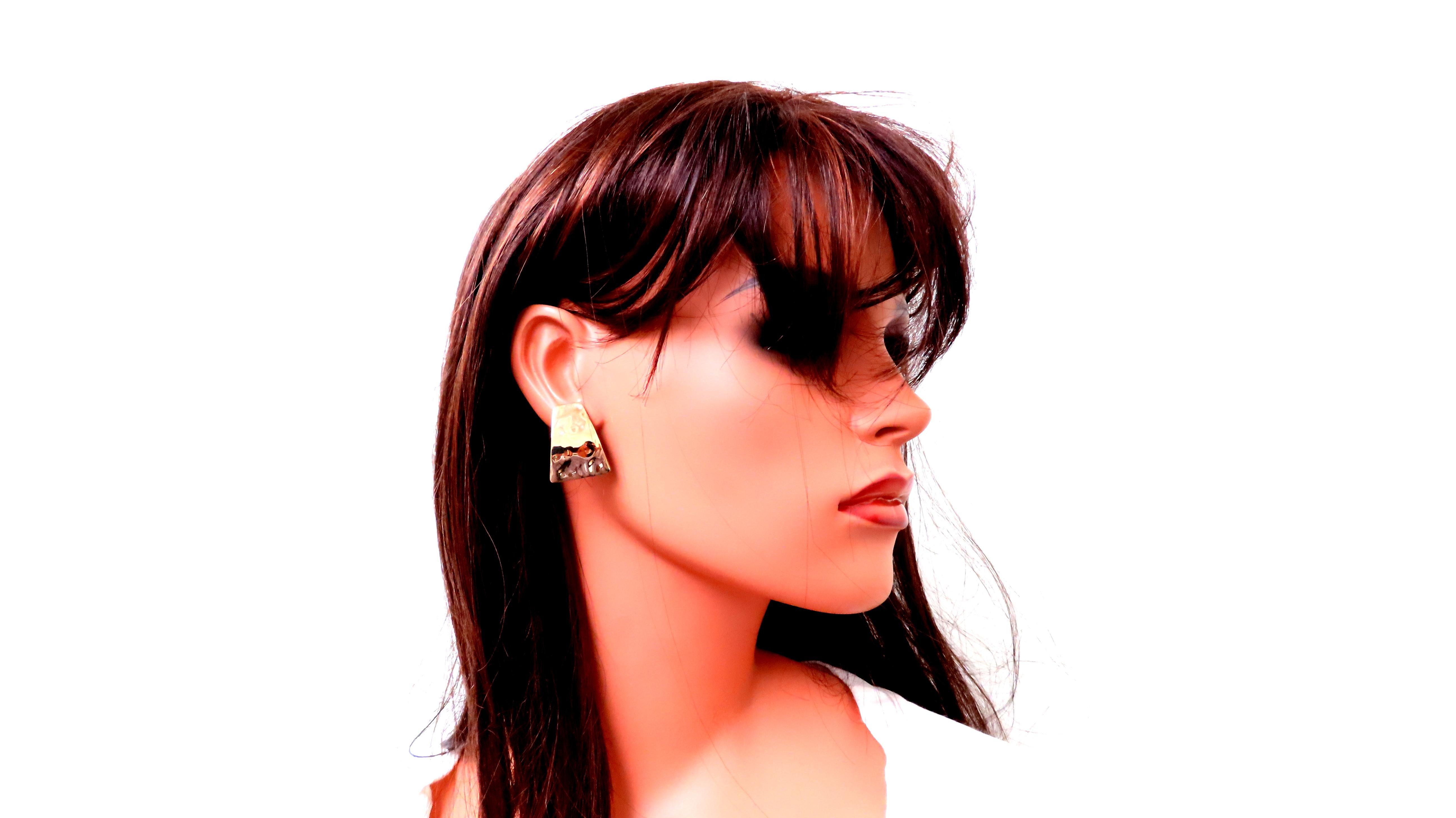Women's Hammered Plate 14kt Gold Bohemian Earrings 12585 For Sale