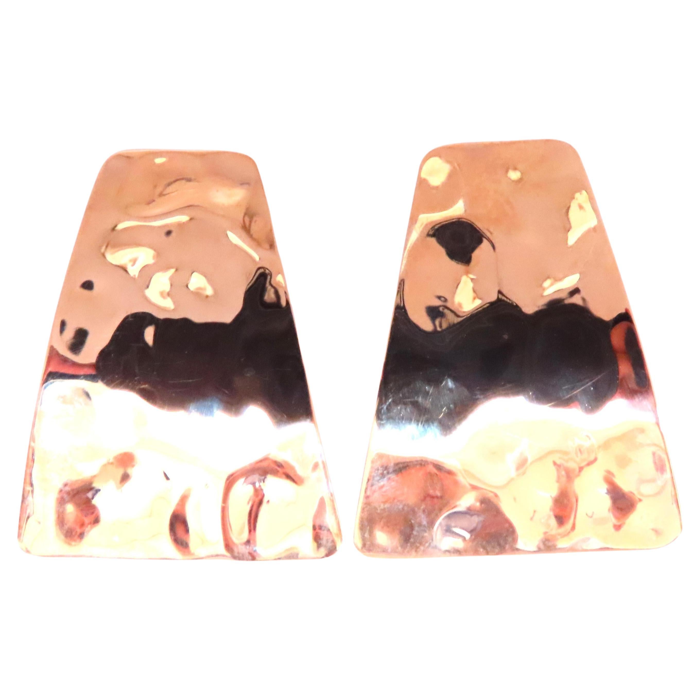 Hammered Plate 14kt Gold Bohemian Earrings 12585 For Sale