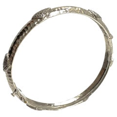 Hammered Rhodium-Plated Silver Bangle with Diamonds Paradizia Bracelet