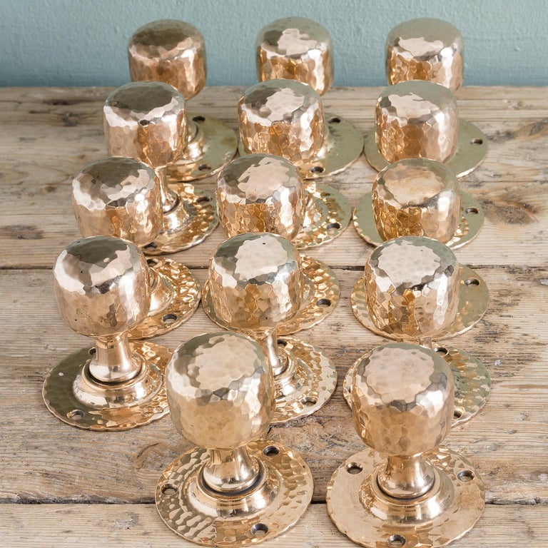 Hammered Rose Brass Door Knobs at 1stDibs hammered brass knobs