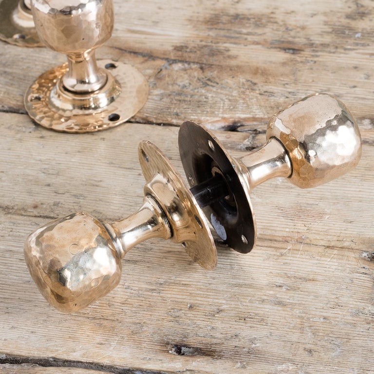 Hammered Rose Brass Door Knobs at 1stDibs hammered brass knobs