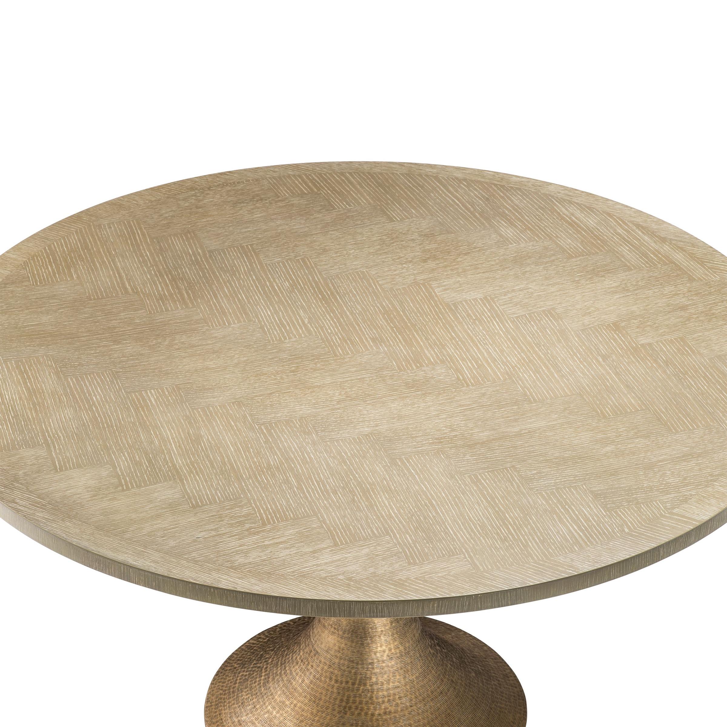 Indonesian Hammered Round Dining Table in Washed Oak