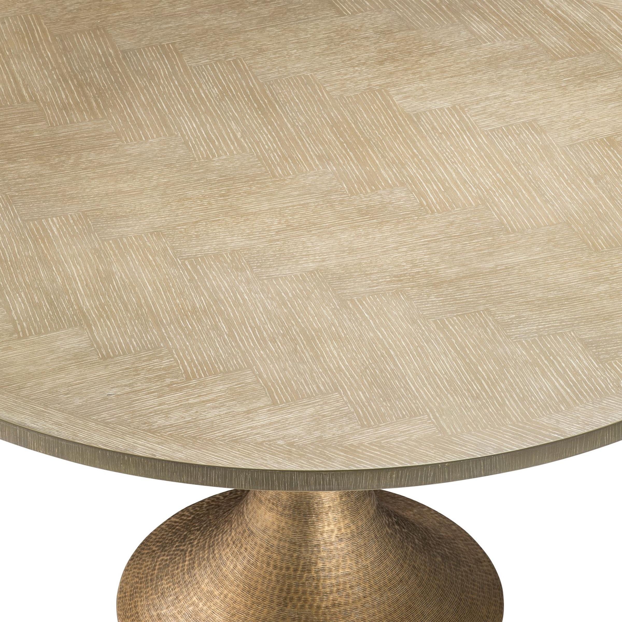 Brushed Hammered Round Dining Table in Washed Oak