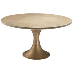 Hammered Round Dining Table in Washed Oak