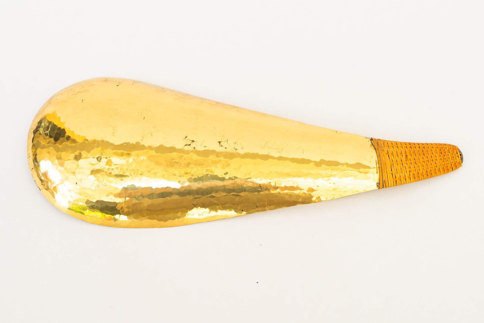 Mid-20th Century Hammered Serving Plate with wicker vienna around 1950s For Sale
