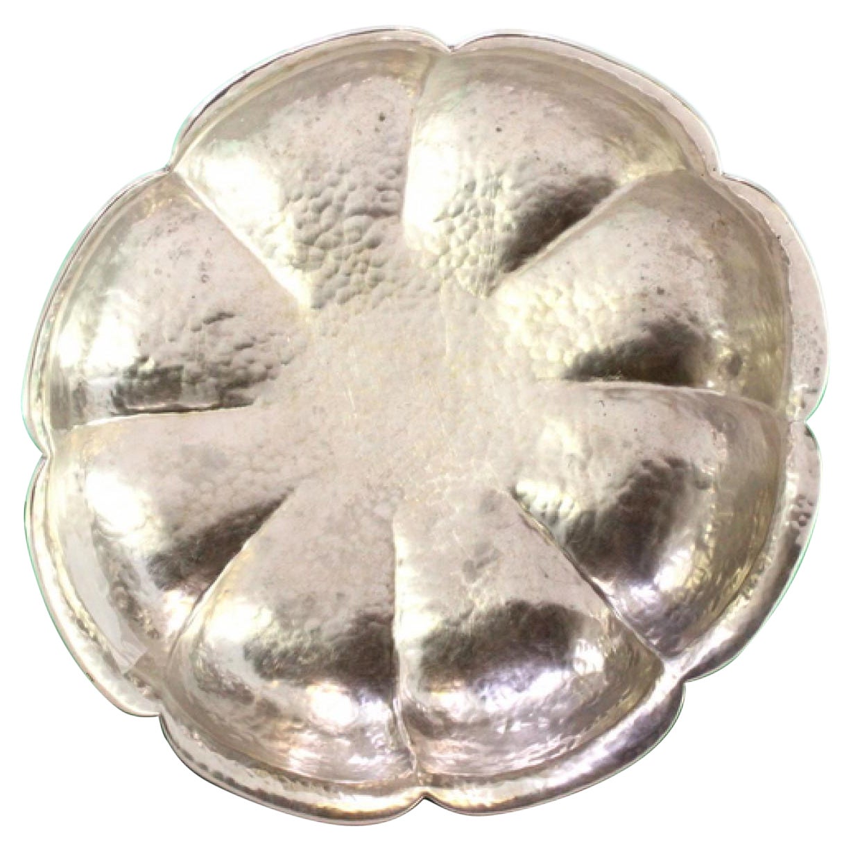 Hammered silver candy box with circular sections