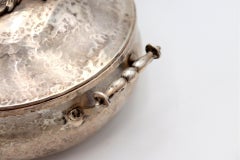 Hammered silver candy box with knob on the lid
