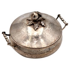 Hammered silver candy box with knob on the lid