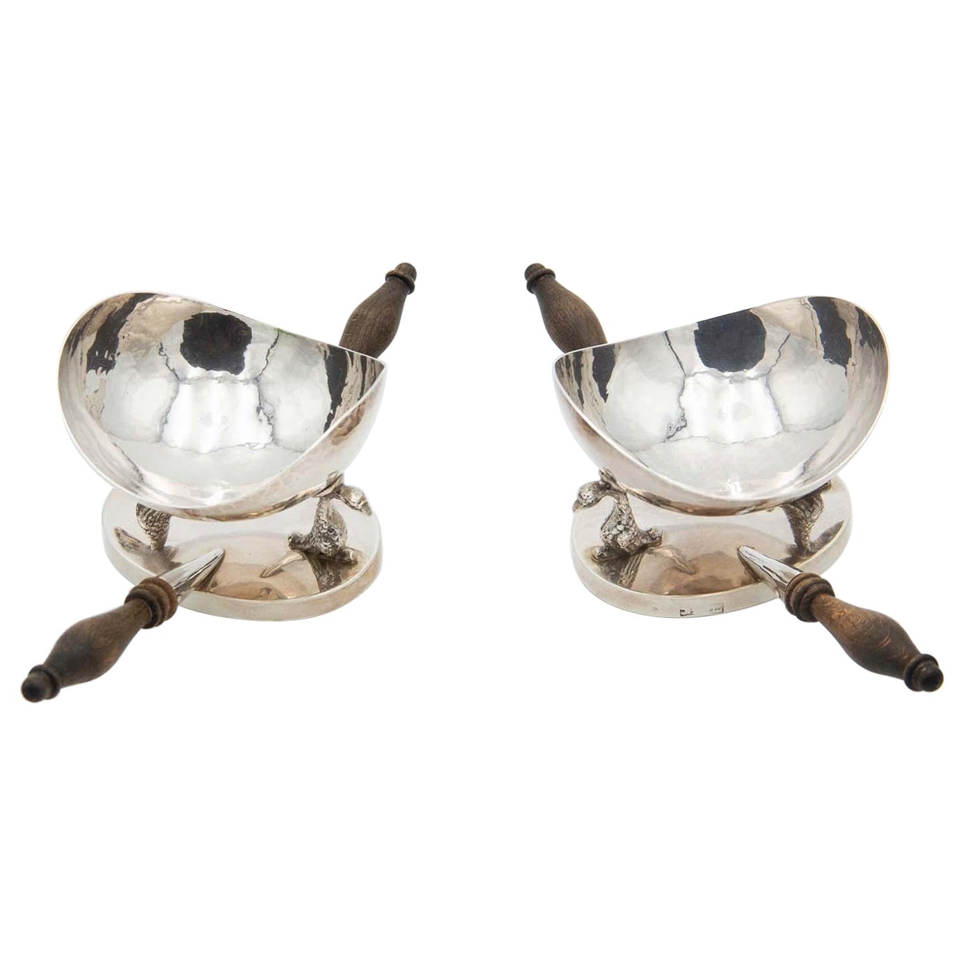 Hammered silver salt and pepper shakers