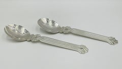 Hammered Silver Serving Utensils with Sculptural Scrolled Handles