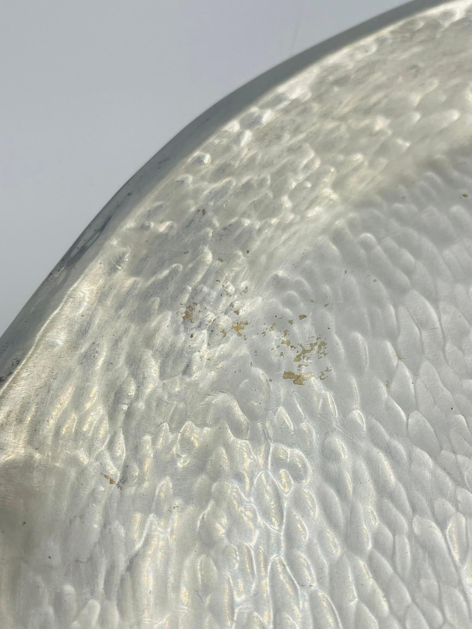 Hammered Silver Tray with Malachite Handle by Los Castillo, Mexican Modernism im Angebot 4