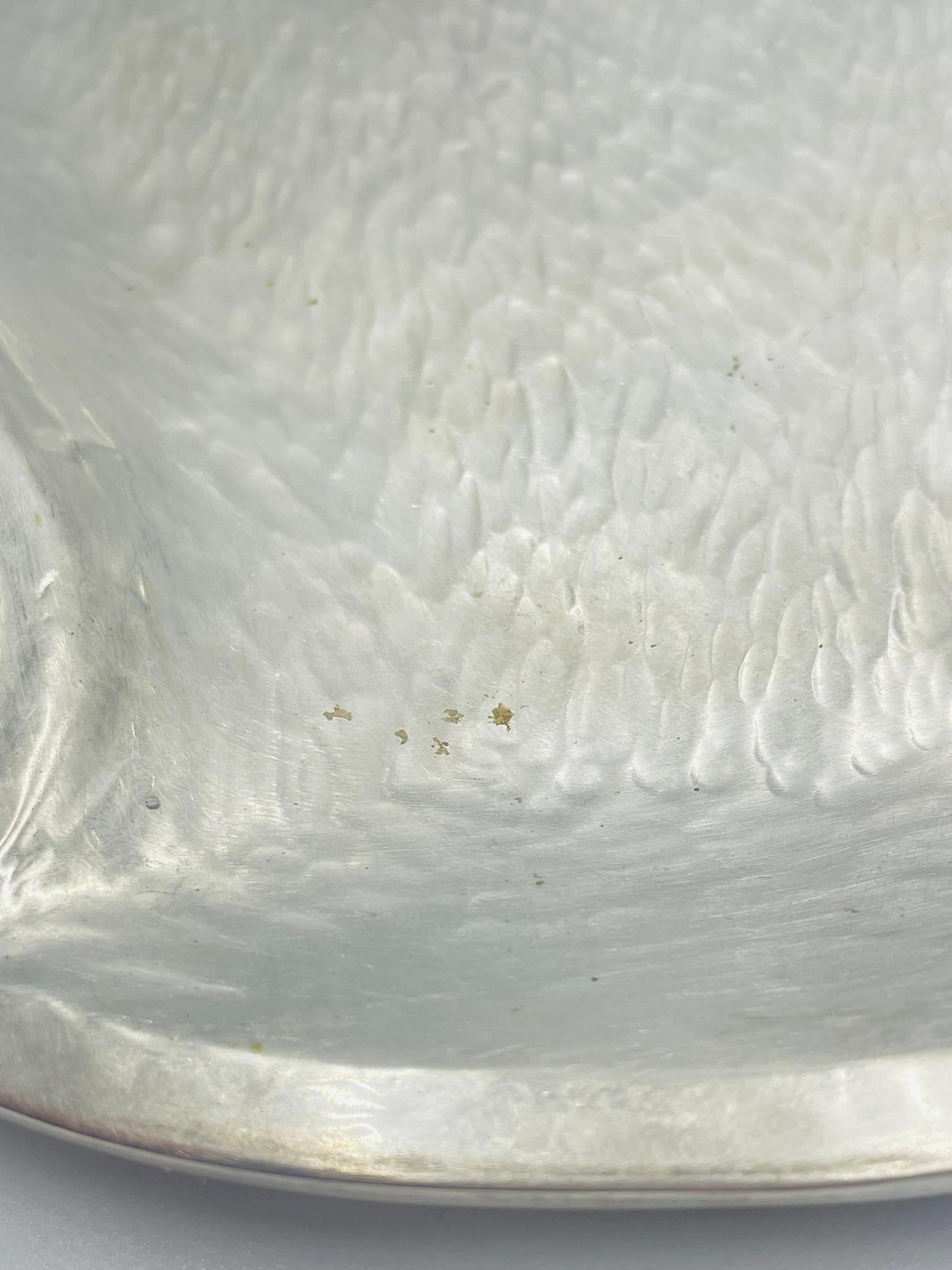 Hammered Silver Tray with Malachite Handle by Los Castillo, Mexican Modernism im Angebot 5