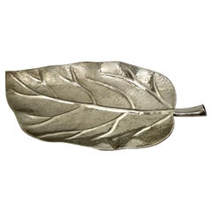 Hammered Silverplate Leaf Serving or Decorative Piece