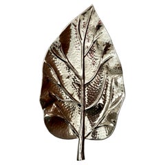 Used Hammered Silverplate Leaf Serving or Decorative Piece