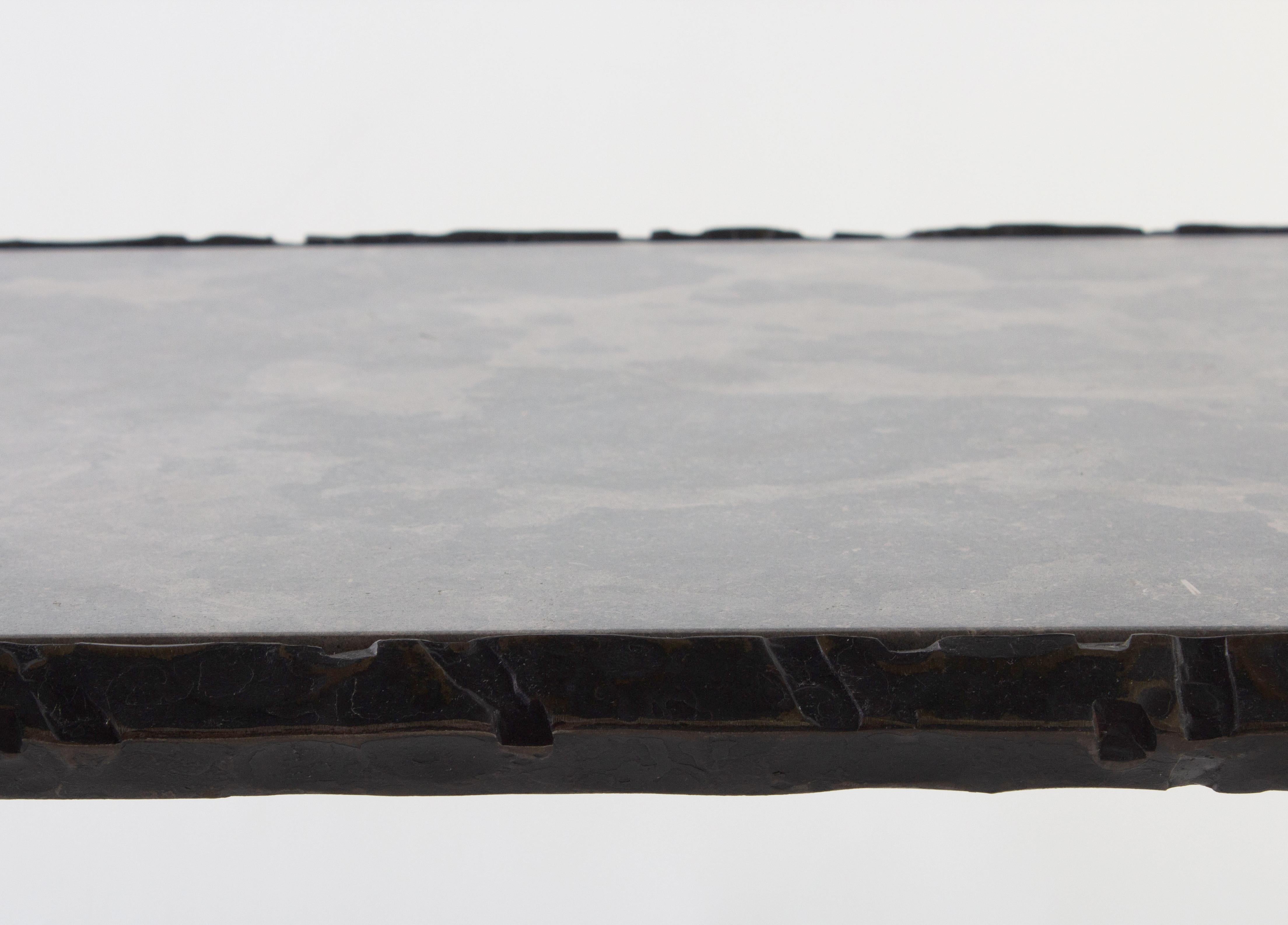 Organic Modern Hammered Steel Bronze Patina End Table. Lagos Azul  For Sale