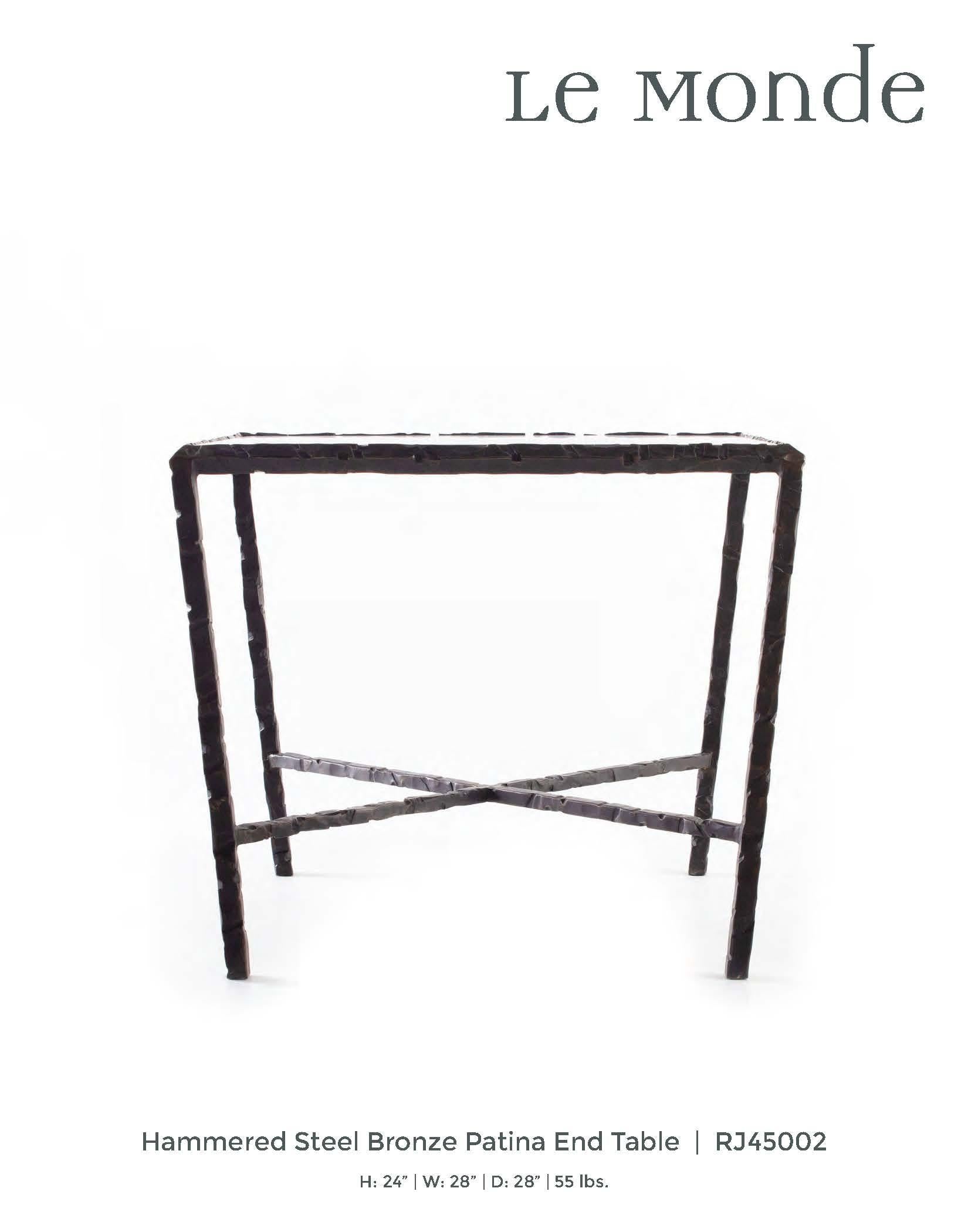 Hammered Steel Bronze Patina End Table. Lagos Azul  In New Condition For Sale In Dallas, TX