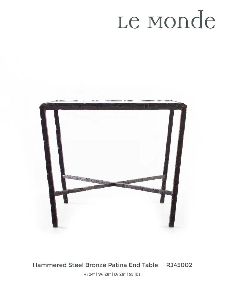 Hammered Steel Bronze Patina End Table. Lagos Azul For Sale at 1stDibs