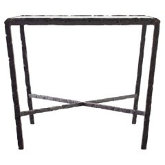 Hammered Steel Bronze Patina End Table. Lagos Azul 