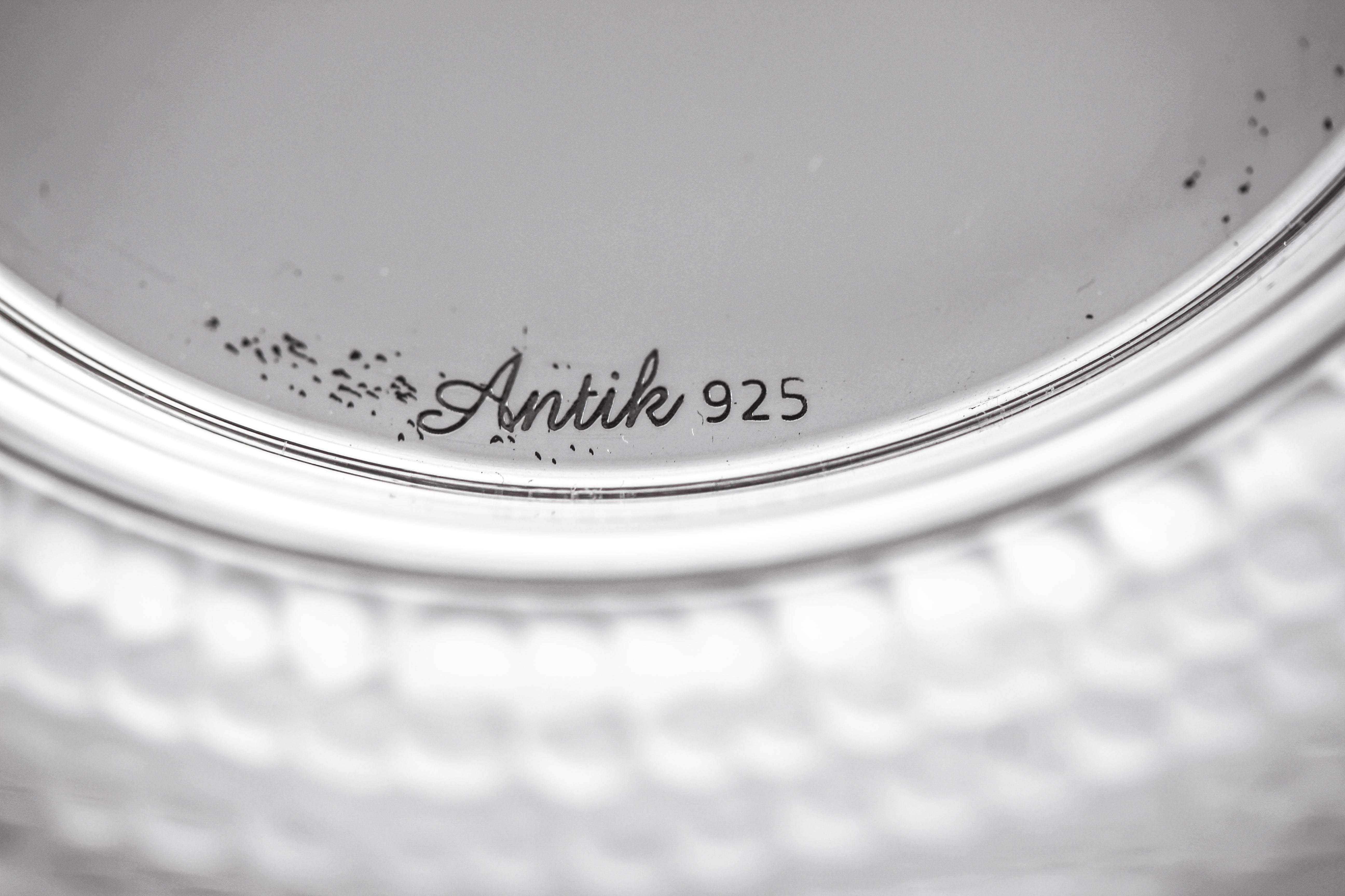 Sterling Silver Hammered Sterling Kiddush Cup and Plate For Sale