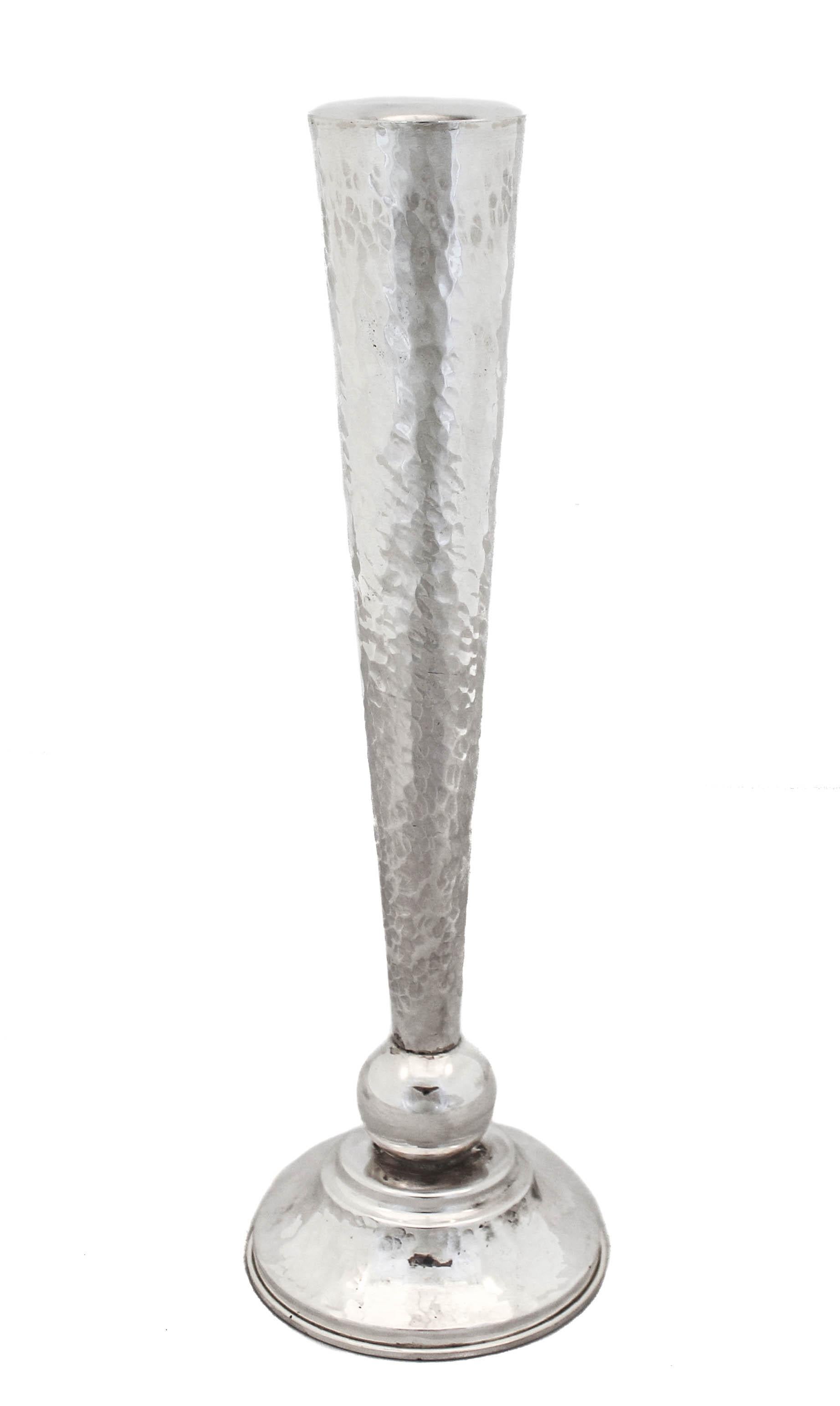 These sterling silver candlesticks are contemporary and sleek, not your grandmother’s old fashion sterling.   A fresh young, modern feel will make any bride want to use these candlesticks each Shabbat and holiday. They have a hammered finish with a