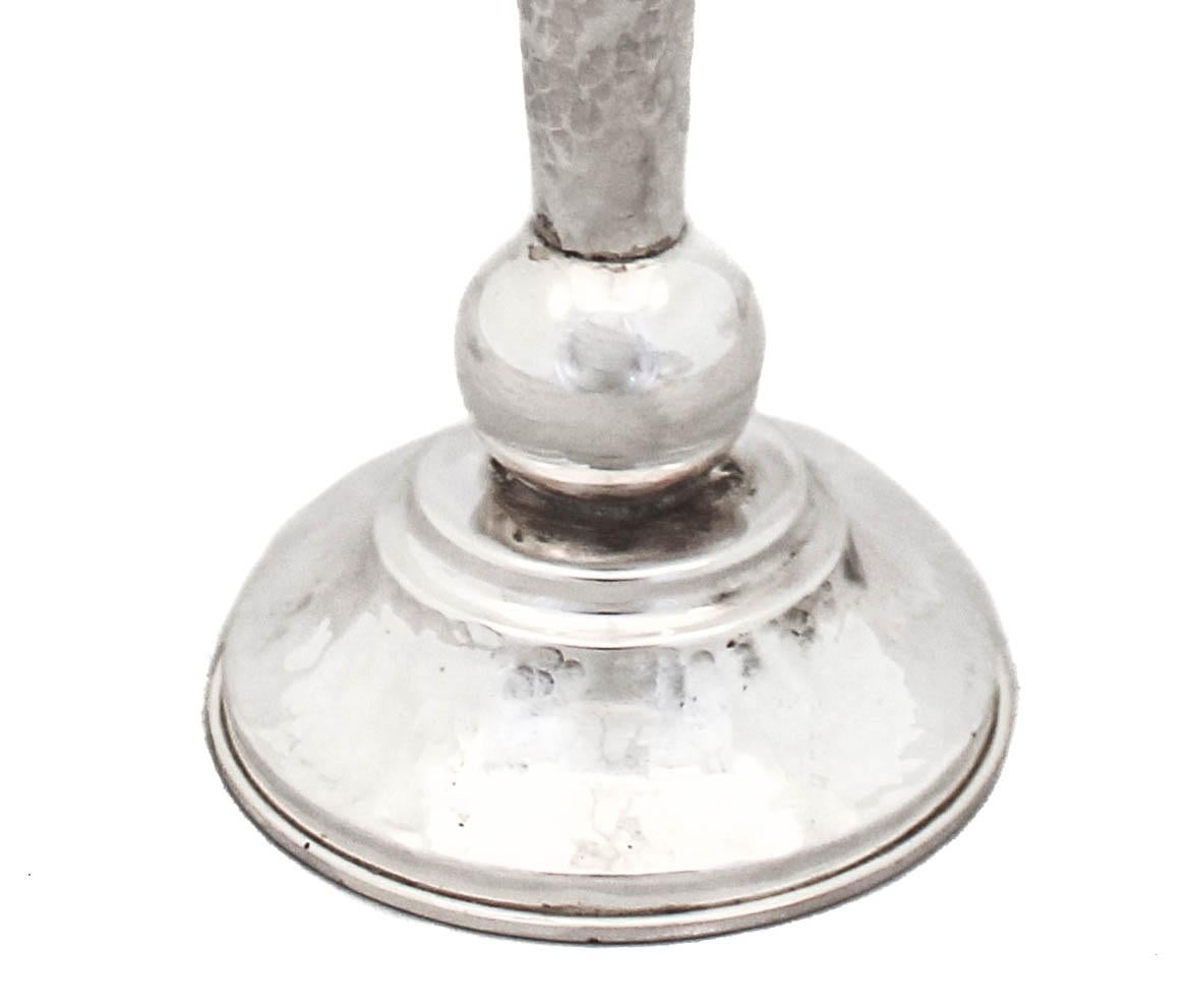 American Hammered Sterling Silver Candlesticks For Sale