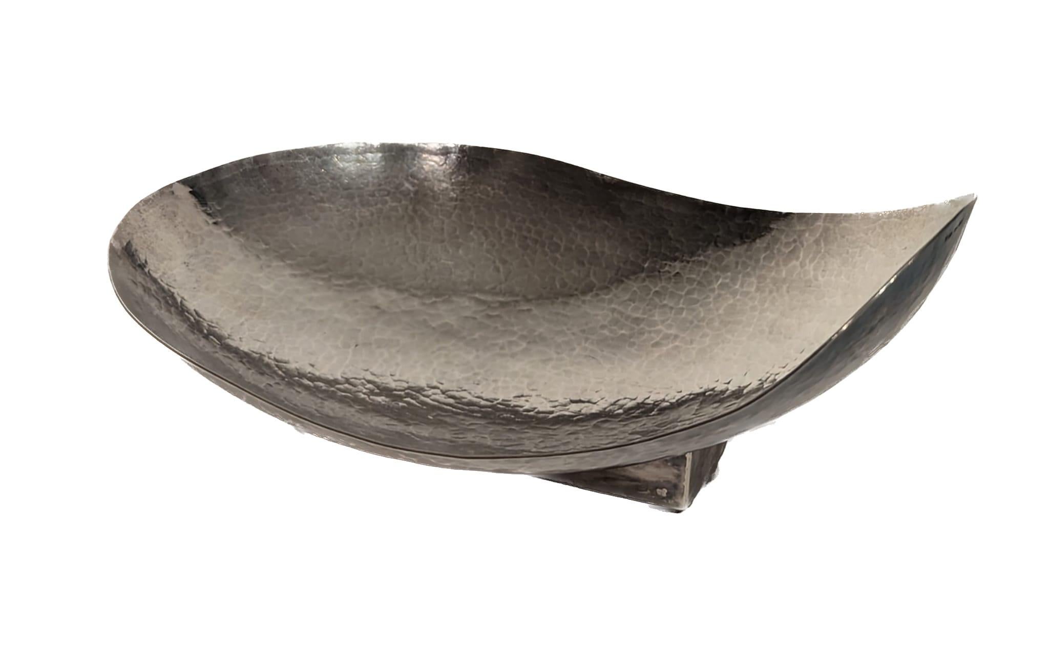 Campaign Hammered Sterling Silver Candy Bowl For Sale
