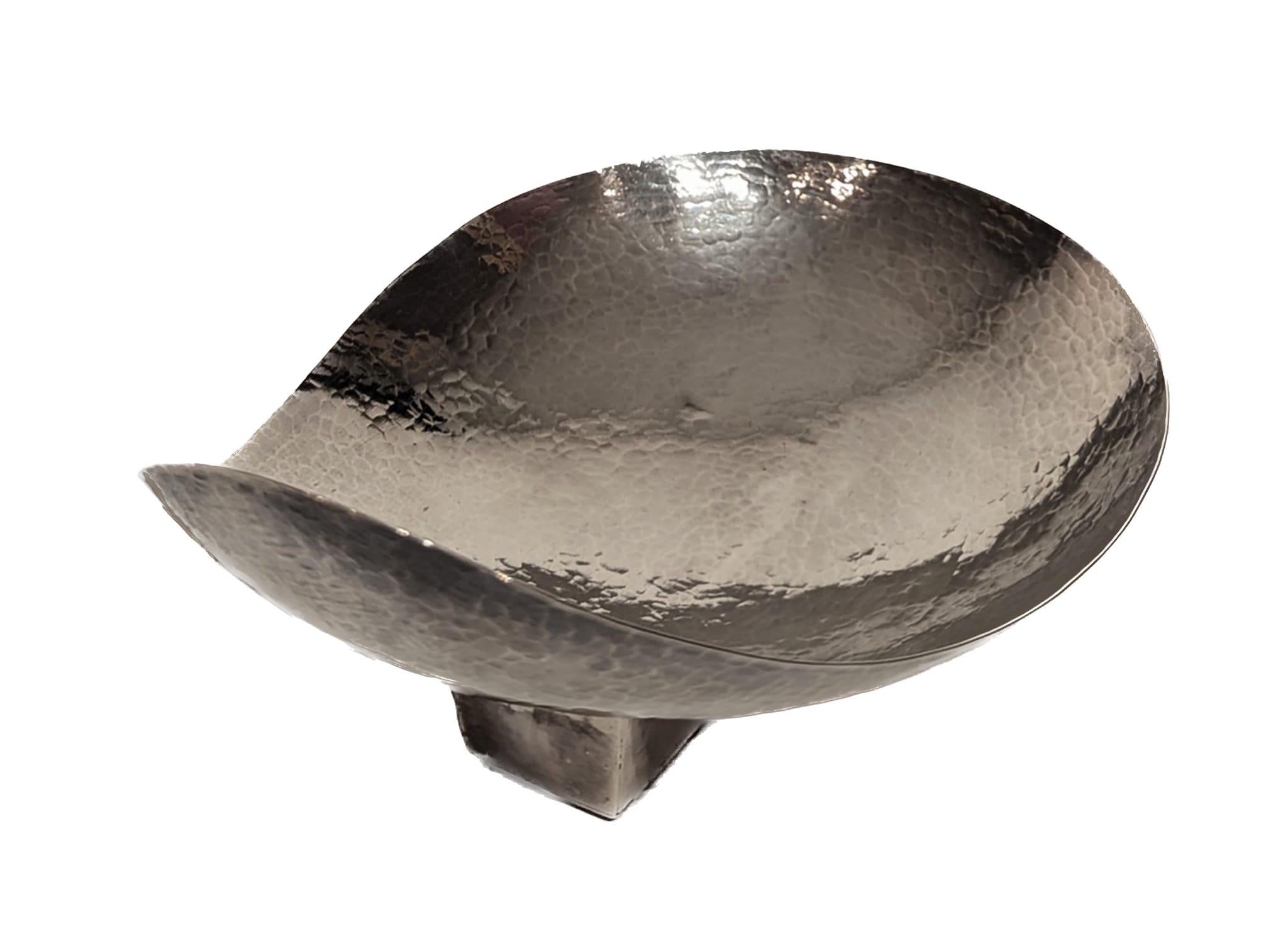 Forged Hammered Sterling Silver Candy Bowl For Sale