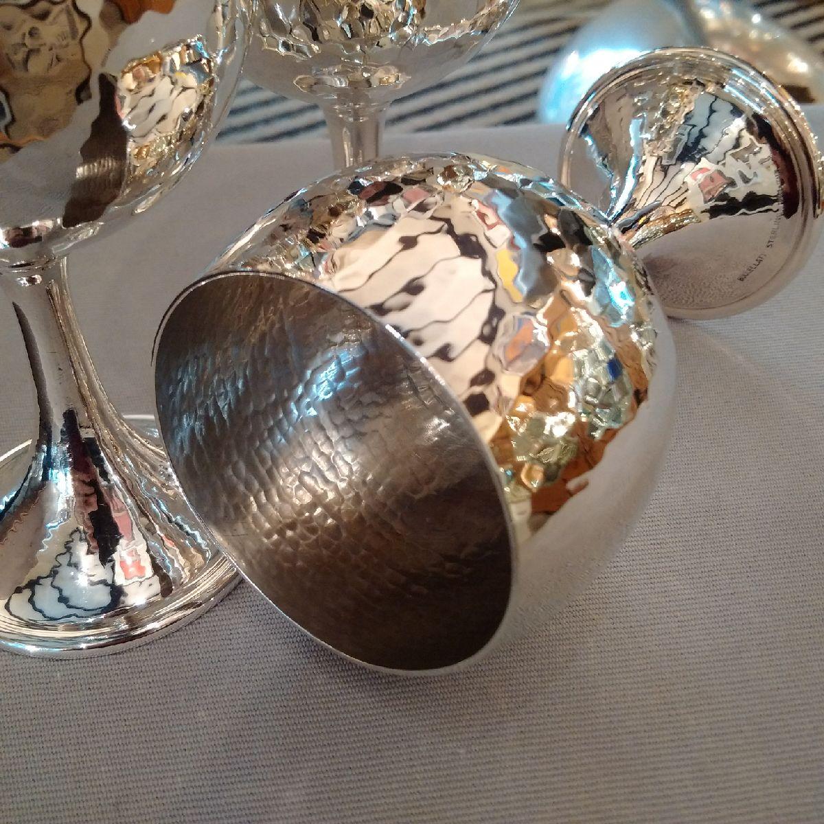 Late 20th Century Hammered Sterling Silver Champagne Goblets by Buccellati, circa 1990s For Sale