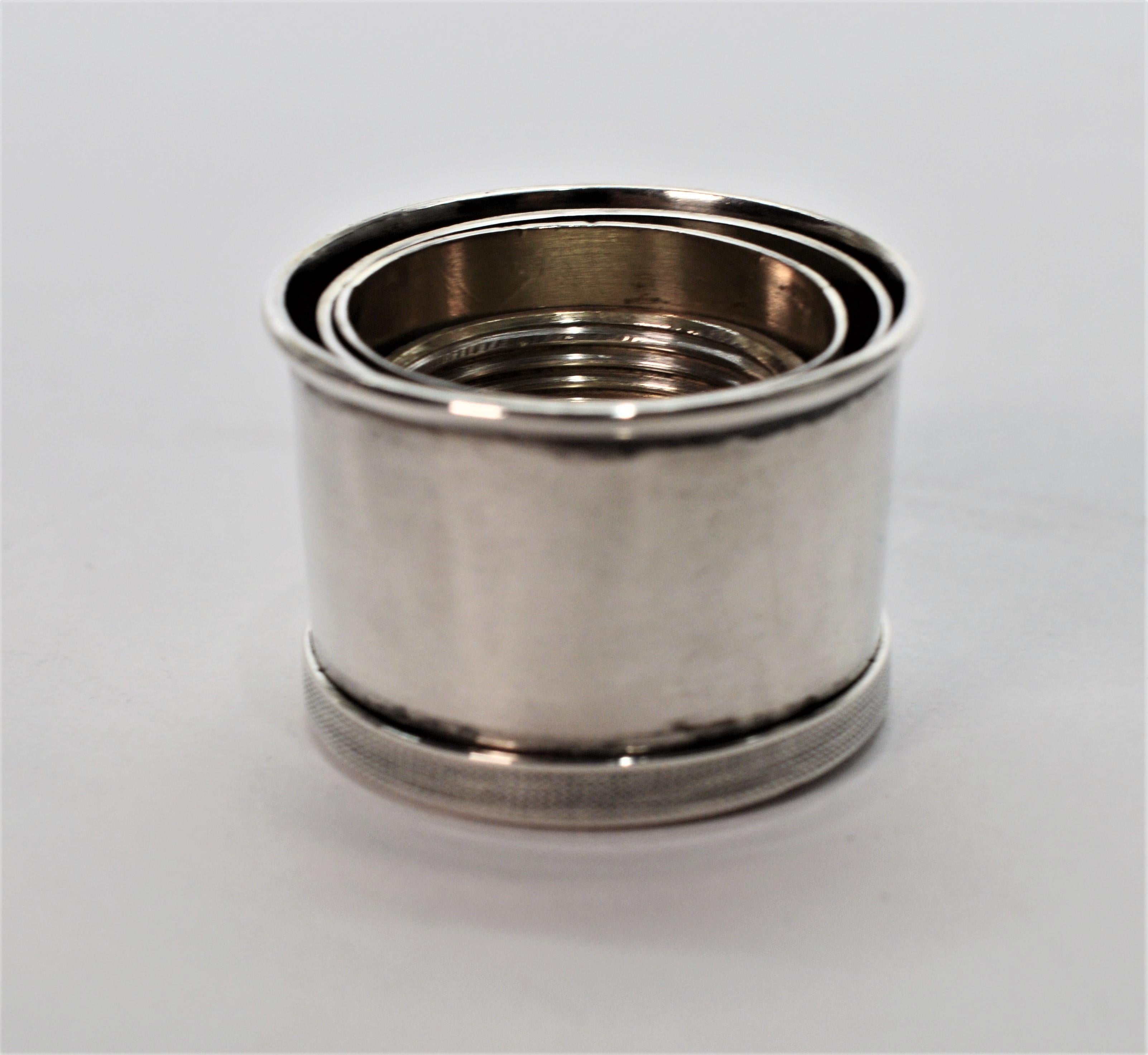 Women's or Men's Hammered Sterling Silver Flask with Field Cup Cap For Sale