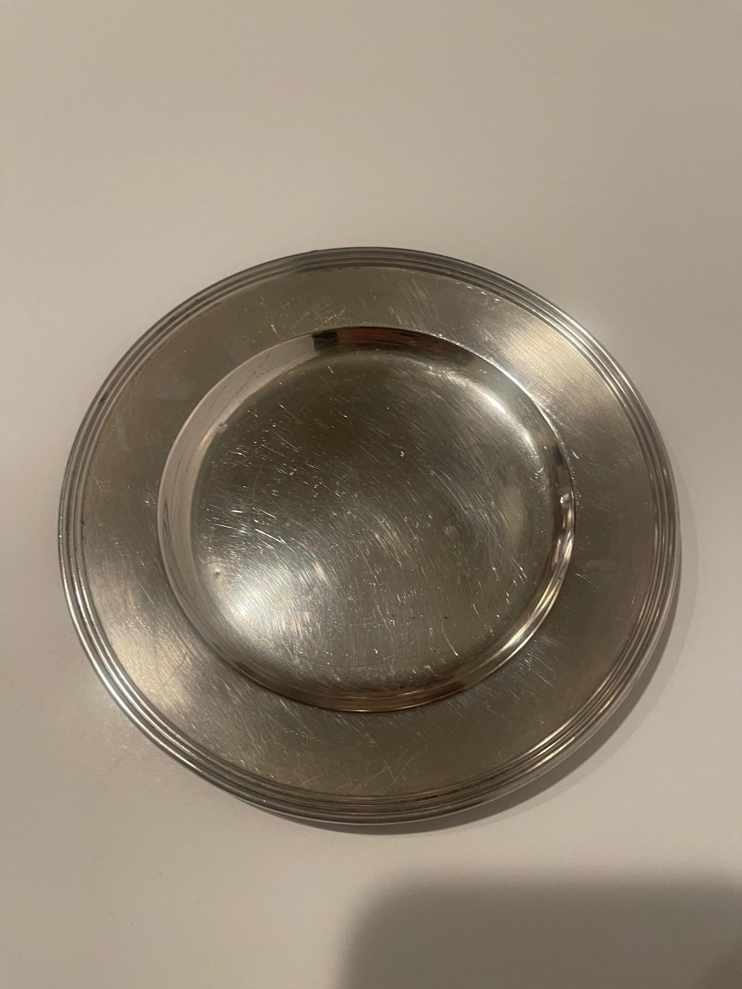 Hammered Sterling Silver Salver Tray Plate, Early 20th Century For Sale 5