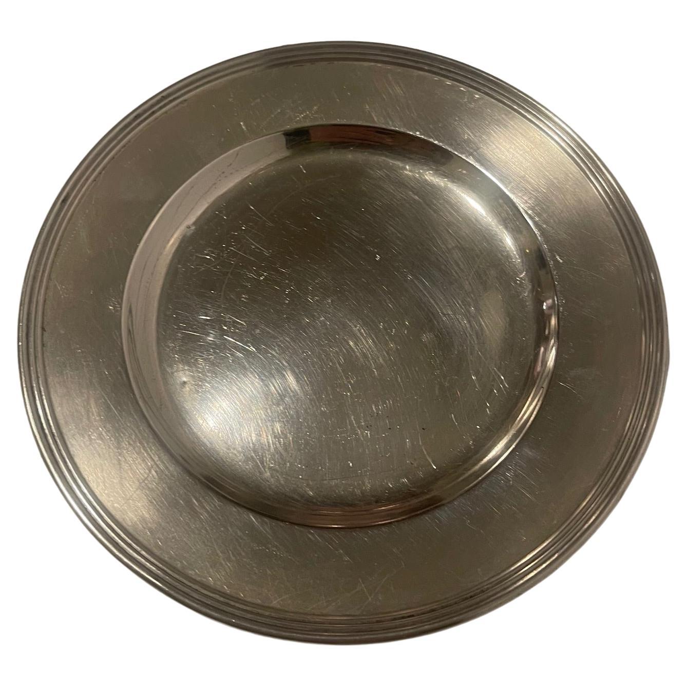 Hammered Sterling Silver Salver Tray Plate, Early 20th Century For Sale